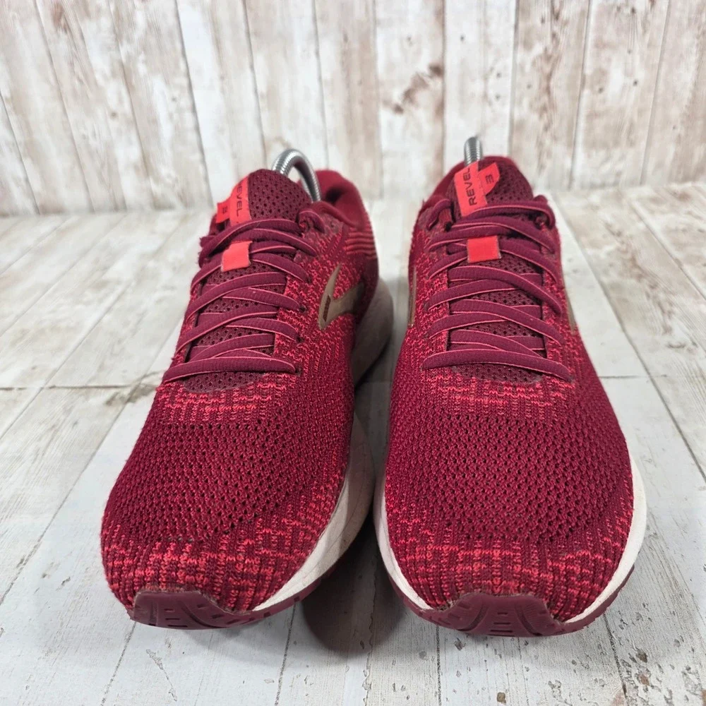 Brooks Revel 3 Womens Running Shoes Burgundy Red Gold 1203021B694 Size 10